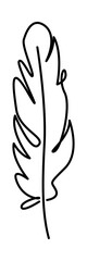 Hand drawn of feather. Line art style.