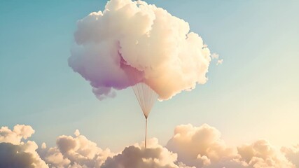 Surreal Floating Cloud Balloon in Sky with Ai generated.
