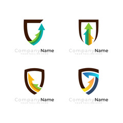 Set Shield logo and arrow design combination, security logos