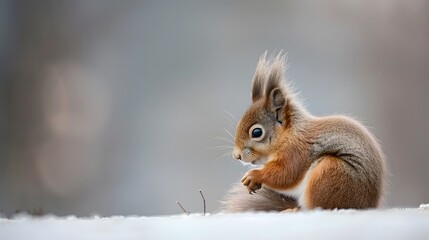 Fototapeta premium Reflection of a red squirrel. 