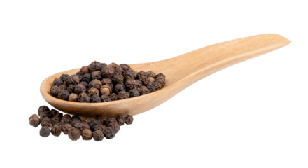 black pepper in spoon on transparent png