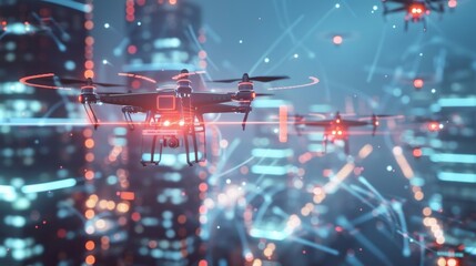 As drones fly high above they transmit realtime data to ensure seamless delivery and tracking.