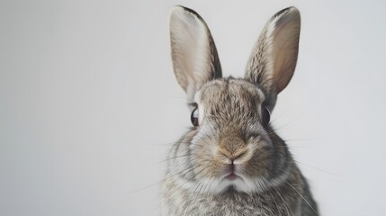 Obraz premium Rabbit , 4 months old, sitting against white background.