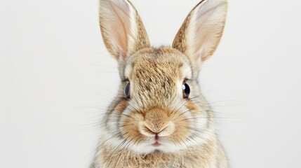 Obraz premium Rabbit , 4 months old, sitting against white background.