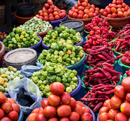 Pepper and tomato for sale at a market in Ogun State, Nigeria