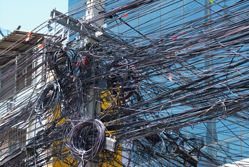 Telephone lines in the capital of Thailand.