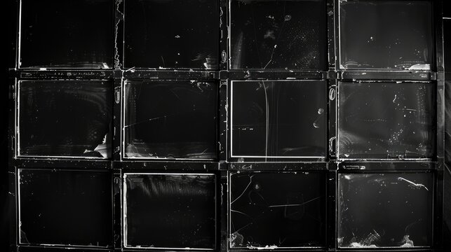 Aged black and white contact sheet with empty frames and medium format hand copy