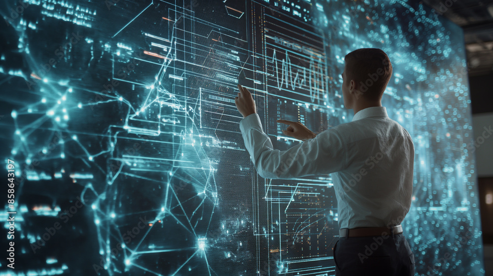 Wall mural advance level mathematic calculations on virtual screen