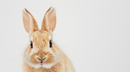 Obraz premium Rabbit , 4 months old, sitting against white background.