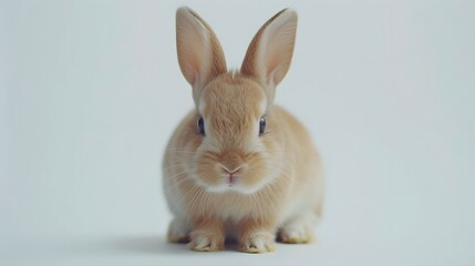 Obraz premium Rabbit , 4 months old, sitting against white background.