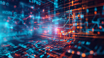 Obraz premium advance level mathematic calculations on virtual screen