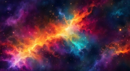 Fototapeta premium A colorful space with a rainbow of colors and stars