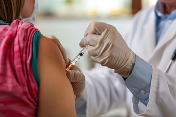 Doctor administering a vaccination - a pivotal moment in public health, as a healthcare professional delivers a vaccine, safeguarding individuals and communities against infectious diseases