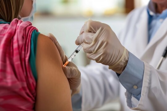 Doctor administering a vaccination - a pivotal moment in public health, as a healthcare professional delivers a vaccine, safeguarding individuals and communities against infectious diseases