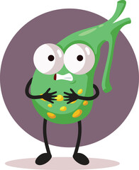 Gallbladder with Gallstones Health Problem Concept Illustration. Abdominal pain caused by deposits of digestive fluids 
