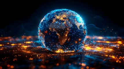 Luminous Global Network Pulsing with Digital Vitality in Boundless Expanse