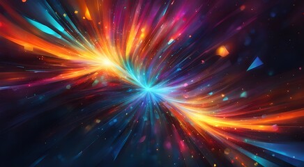 A colorful explosion of light and color with a spiral shape