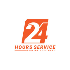 24 Hours Service logo symbol icon design vector illustration.
