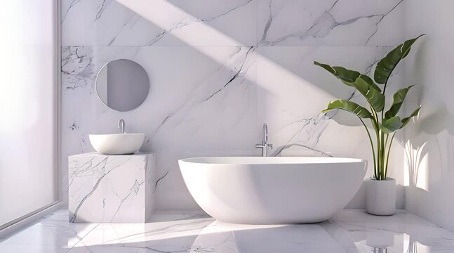 Luxurious bathroom with white walls