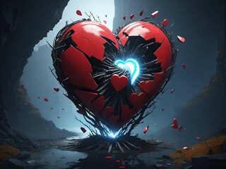 heart shape with a dark background
