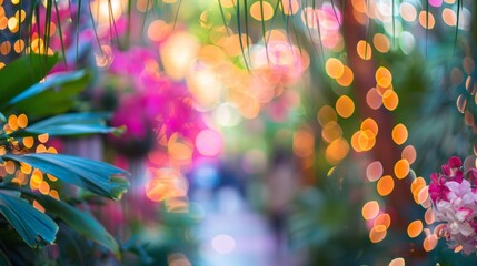 The botanical garden event is a sensory overload with colors and shapes blending in a blur.