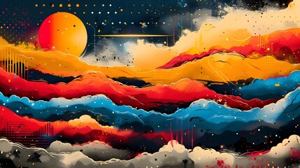 Photo of a bold and colorful Independence Day poster in pop art style, 8K resolution.