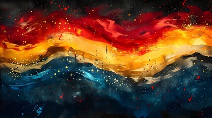 8K photo of a pop art style Independence Day poster with vivid colors and striking patterns.