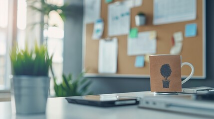 A bulletin board with health and wellness tips in the workplace