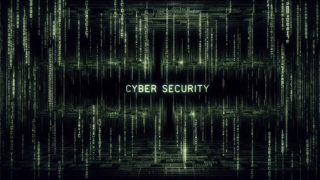 Cyber security text with a black background