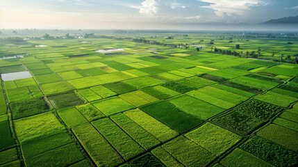 Fototapeta premium A large field of green grass with a few small patches of brown