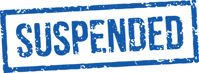Suspended stamp with grunge effect with box border. animation of the suspended logo stamp to indicate rejection, suspension and sanctions. on green screen background