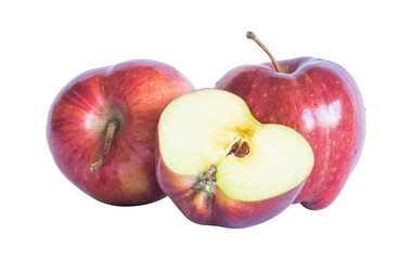 Serving of red apples on isolated background
