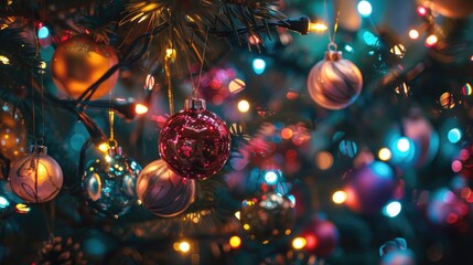 Obraz premium Holiday ornaments and lights