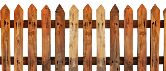 A wooden fence with a white background
