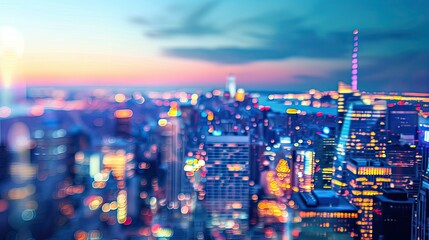 Fototapeta premium Soft-focus cityscape at dusk