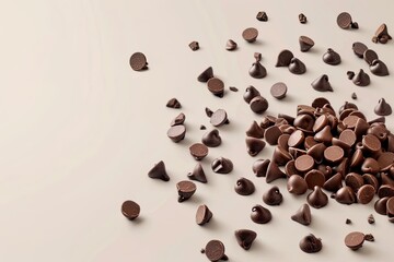 Obraz premium Scattered Chocolate Chips on Light Surface