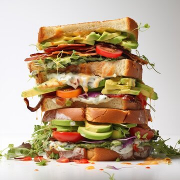 Enjoy Freshly Stacked Ingredients Layered Artfully on a White Canvas for an Unforgettable Mea