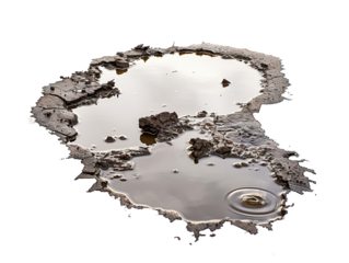 A muddy puddle with a small splash of water