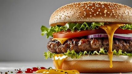 hamburger on a wooden table