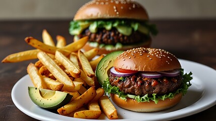 hamburger with french fries