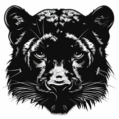 Fototapeta premium A black and white drawing of a panther 's face