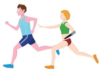 パラ陸上のユニバーサルリレーのイラスト素材です。