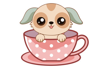 puppy sitting in a teacup with a polka dot pattern G.eps