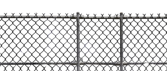 A chain link fence with a white background