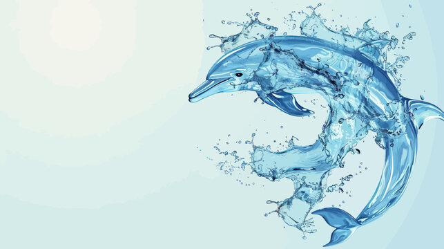 Vivid Blue Dolphin in Motion with Water Splash
