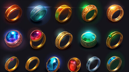 Asset of Magic ring for mobile game or slot game icons, Illustration