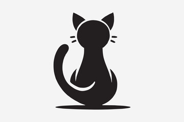 A black and white vector silhouette illustration of a Cat