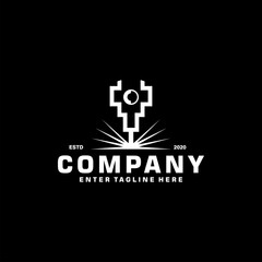 Obraz premium Laser Cutting logo design, laser cutting vector, vintage laser cutting 