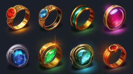Asset of Magic ring for mobile game or slot game icons, Illustration