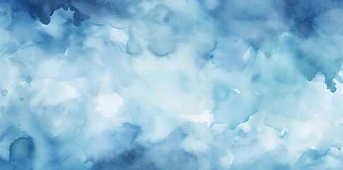 Fototapeta premium blue watercolor background with white clouds and blue sky